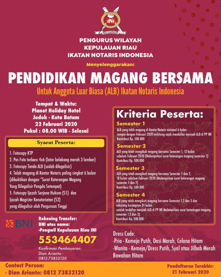 MAGANG BERSAMA PENGWIL KEPULAUAN RIAU PERIODE FEBRUARI 2020