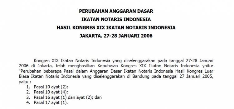 AD Kongres XIX Jakarta (Perubahan AD Hasil KLB)