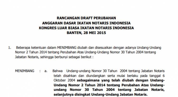 Rancangan Perubahan AD KLB Banten 2015