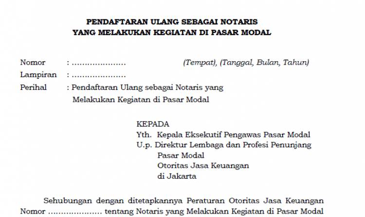 Formulir Daftar Ulang Notaris di Pasar Modal